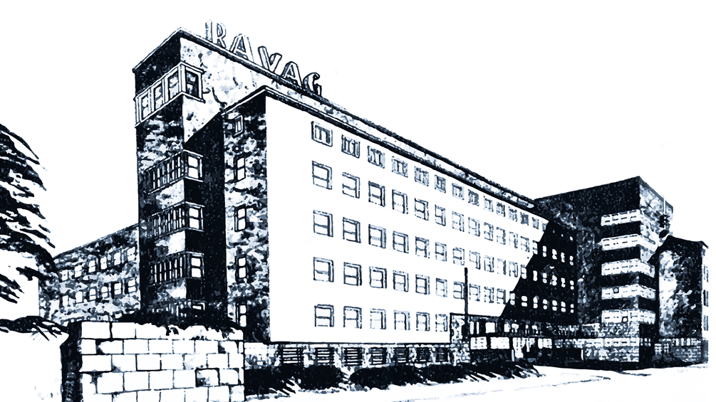 DYNAMOWIEN/ © Architekturbüro Aichinger/Schmid, Entwurf Funkhaus Wien, 1935 Architekturskizze des Wiener Funkhauses