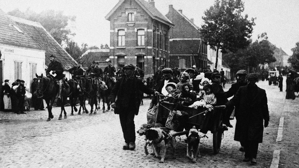 Belgische Menschen auf der Flucht, 1914