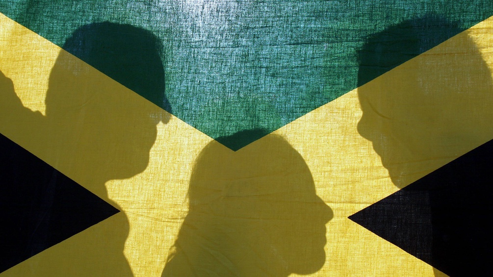 Illustration der Jamaika-Koalition, Fahne mit Schatten