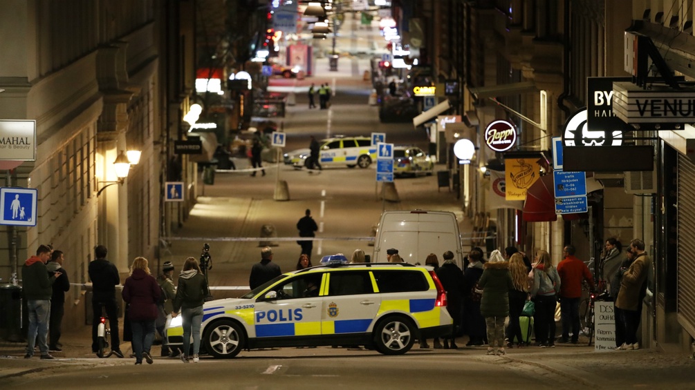 Polizeiauto in Stockholm nach dem Terroranschlag