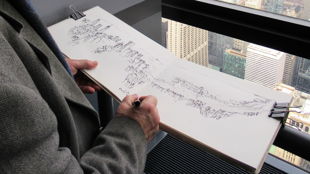 Friedrich Kurrent zeichnet Chicago Skyline