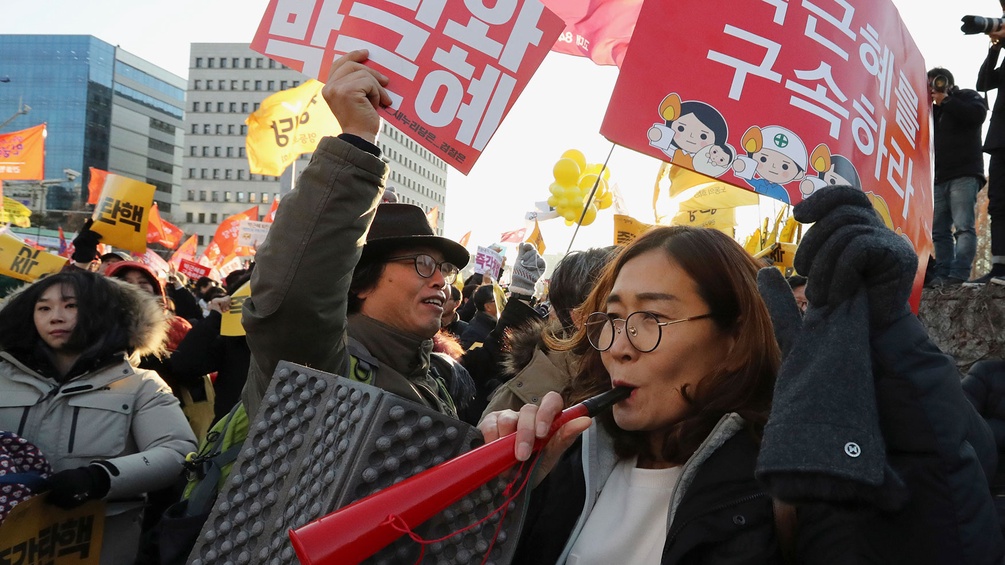 Demonstranten in Südkorea