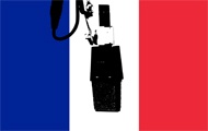 Französische Nationalfarben und Mikrofon