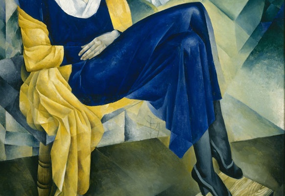 Gemälde eine Dame in blauem Kleid