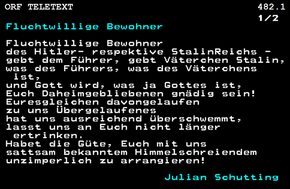 Screenshot des Gedichts "Fluchtwillige Bewohner"