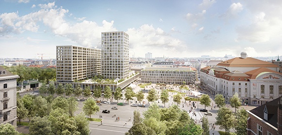 Rendering des geplanten Hochhauses am Wiener Heumarkt