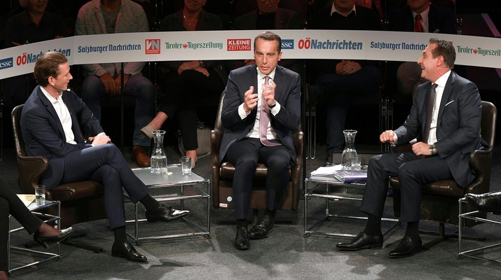 ÖVP-Chef Sebastian Kurz, Bundeskanzler und SPÖ-Chef Christian Kern und FPÖ-Chef Heinz-Christian Strache