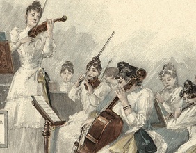 Historische Illustration eines Frauenorchesters