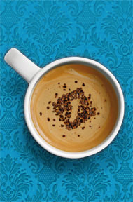 (c) ORF Kaffeetasse mit Ö1-Logo aus Kakao