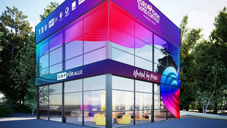 Das ORF-Glasstudio am Rathausplatz