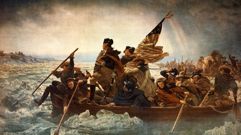 Ausschnitt eines Gemäldes: "Washington überquert Delaware" von Emanuel Gottlieb Leutze