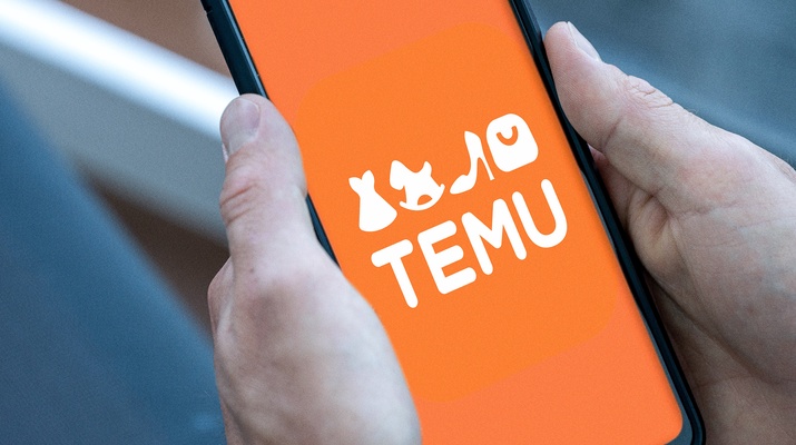 Temu-App auf einem Handydisplay