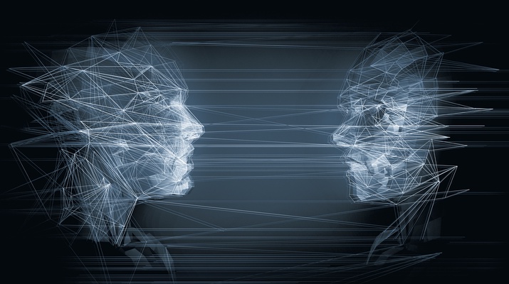 Stillisierte Gesichter, einander zugewandt - Ö1 Science Arena