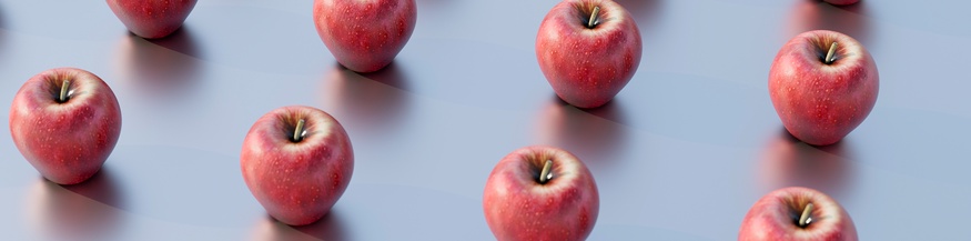 Äpfel in Reih' und Glied