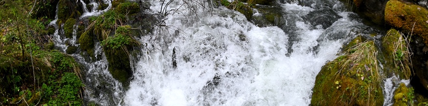 Wasser fließt in der Kläfferquelle in Wildalpen
