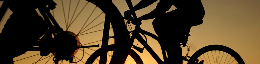 Touristen auf Fahrrädern in Deutschland.