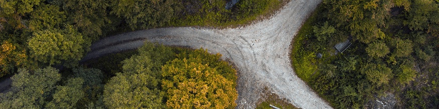 Wegesgabelungen aus der Vogelperspektive