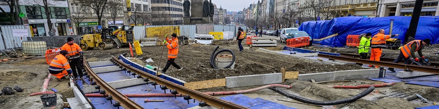 Straßenbahnbau in Prag