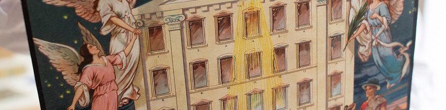 Adventkalender mit Türchen aus dem Anfang des 20. Jahrhunderts