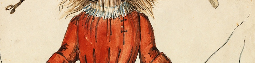 Das Foto zeigt das Urmanuskript (1844) des Bilderbuches "Der Struwwelpeter".