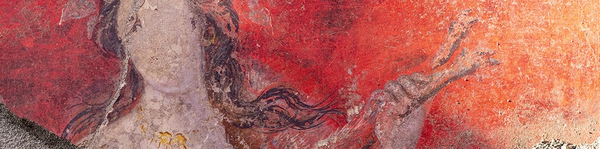 2000 Jahre alte Fresken in einem grossen Bankettsaal in Pompeji