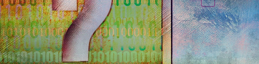 Binärcode und Fragezeichen, Zeichnung