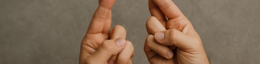 KI-generiertes Bild: Zwei Hände, die "Toi Toi Toi" wünschen