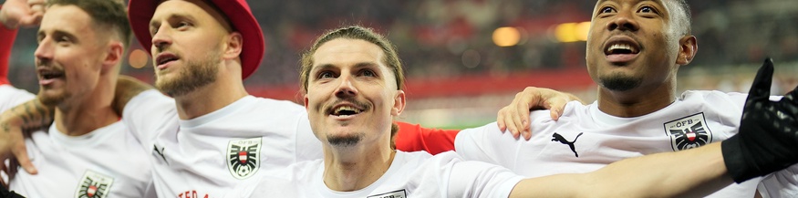 Die österreichische Fußball-Nationalmannschaft jubelt