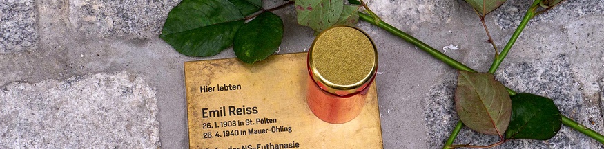 Stolperstein für die Brüder Emil und Paul Reiss, die in Mauer-Öhling ermordet wurden.