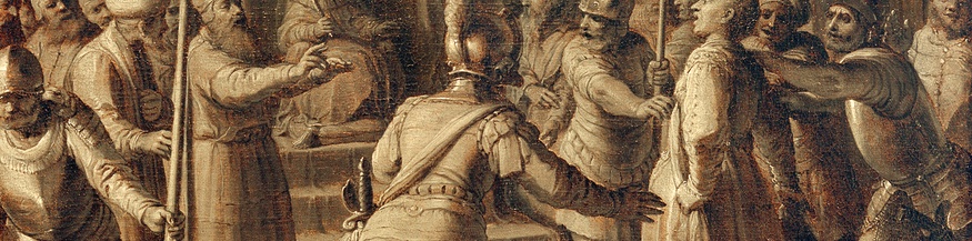 Ausschnitt des Gemäldes "Athalia wird von Jojada aus dem Tempel vertrieben"