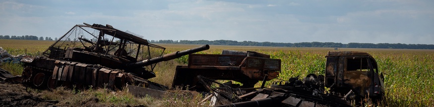 Zerstörte, russische Panzer in Kursk