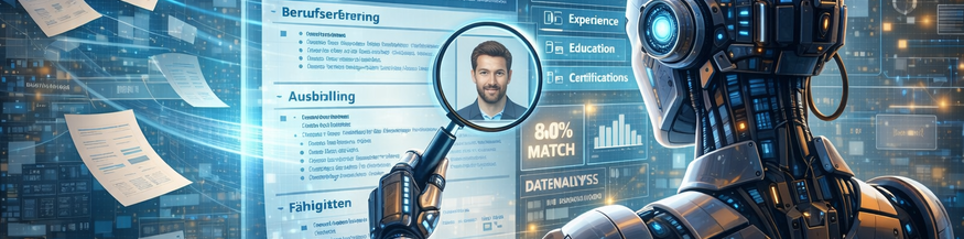 KI-generiertes Bild zum Thema KI liest Lebenslauf