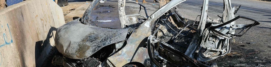 Ausgebranntes Auto in Libanon nach einer Dronenattacke