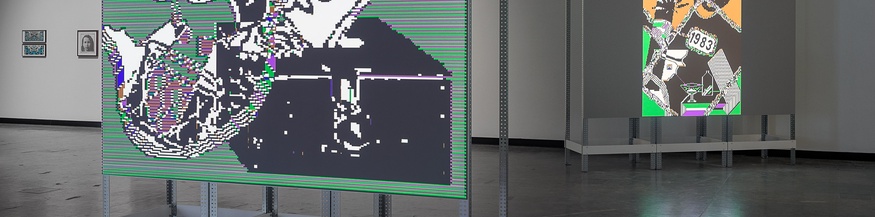 Ausstellungsansicht Radical Software: Women, Art & Computing 1960–1991: Charlotte Johannesson, Untitled, 1981–85, Kunsthalle Wien 2025, Courtesy der Künstlerin, Hollybush Gardens, London, und Croy Nielsen, Wien