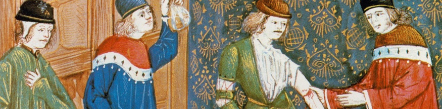 Illustration (Ausschnitt) aus dem 15. Jahrhundert: Patienten