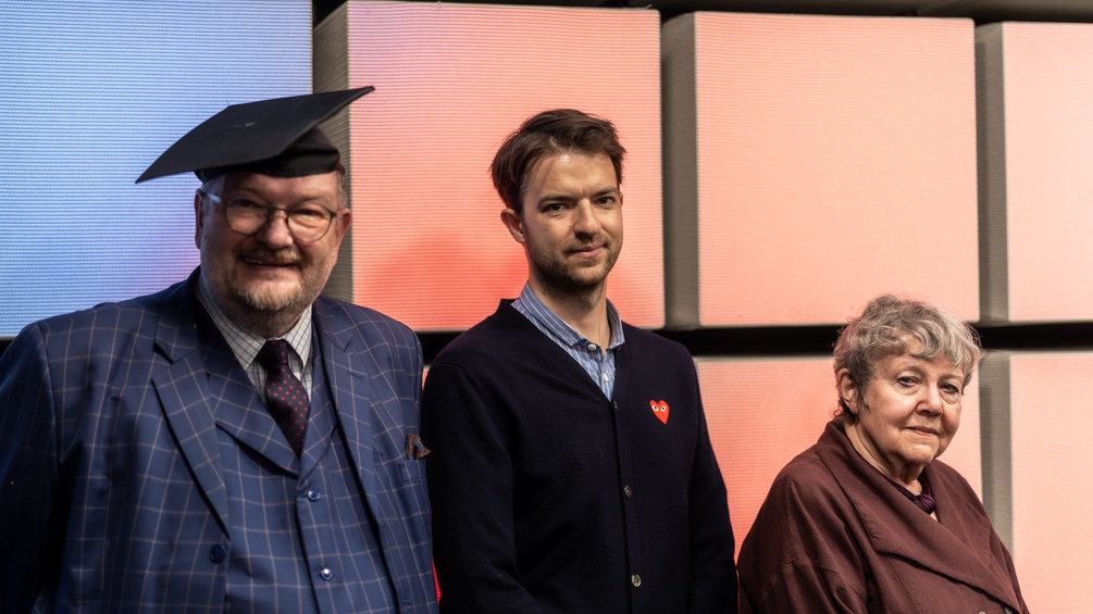 ORF/URSULA HUMMEL-BERGER Science Arena: Martin Haidinger, Fabio Wolkenstein und Rotraud Perner