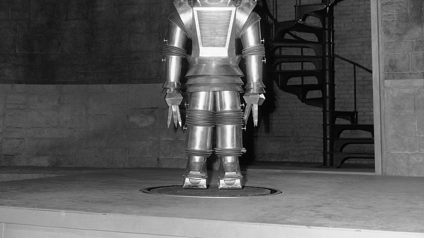 Schwarz-weiß Bild eines Roboters