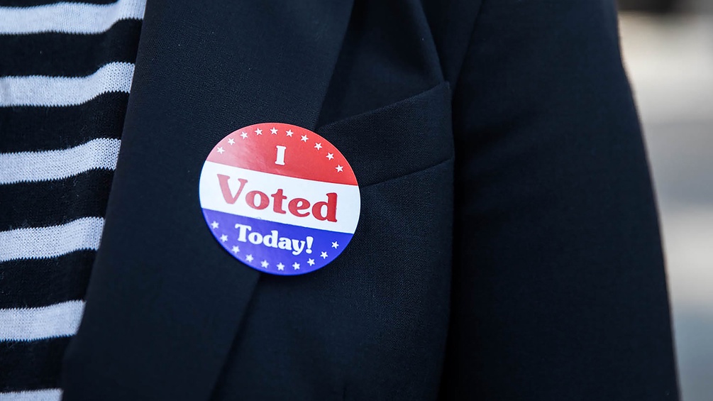 Ein Button mit der Aufschrift:" I voted Today!".