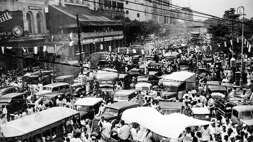 Unabhängigkeitsfeiern auf den Straßen Indiens, 1947