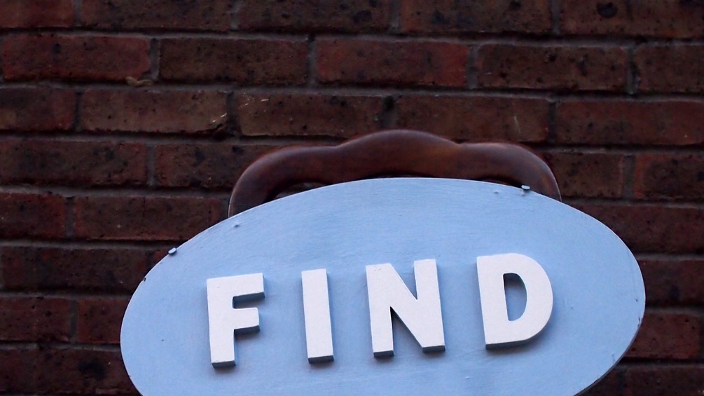 "Find"-Schild