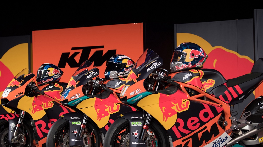 KTM-Motorräder während der Team-Präsentation von KTM Factory Racing