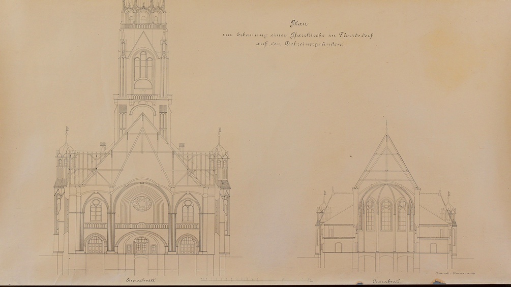 Entwurfszeichnungen der Pfarrkirche "St. Leopold in Donaufeld"