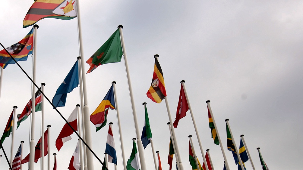Afrikanische Flaggen bei einem EU-Afrika Summit.