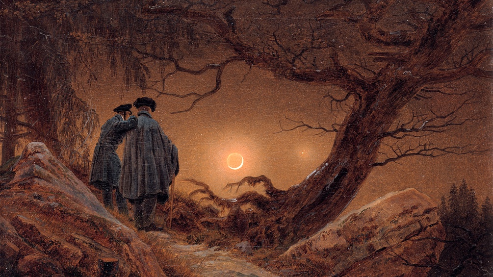 "Zwei Männer in Betrachtung des Mondes" von Caspar David Friedrich (Ausschnitt)