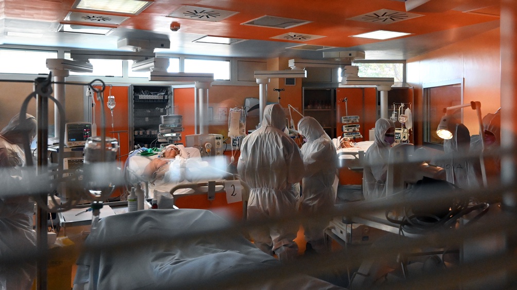 Corona Infizierte Patienten im Spital in Italien