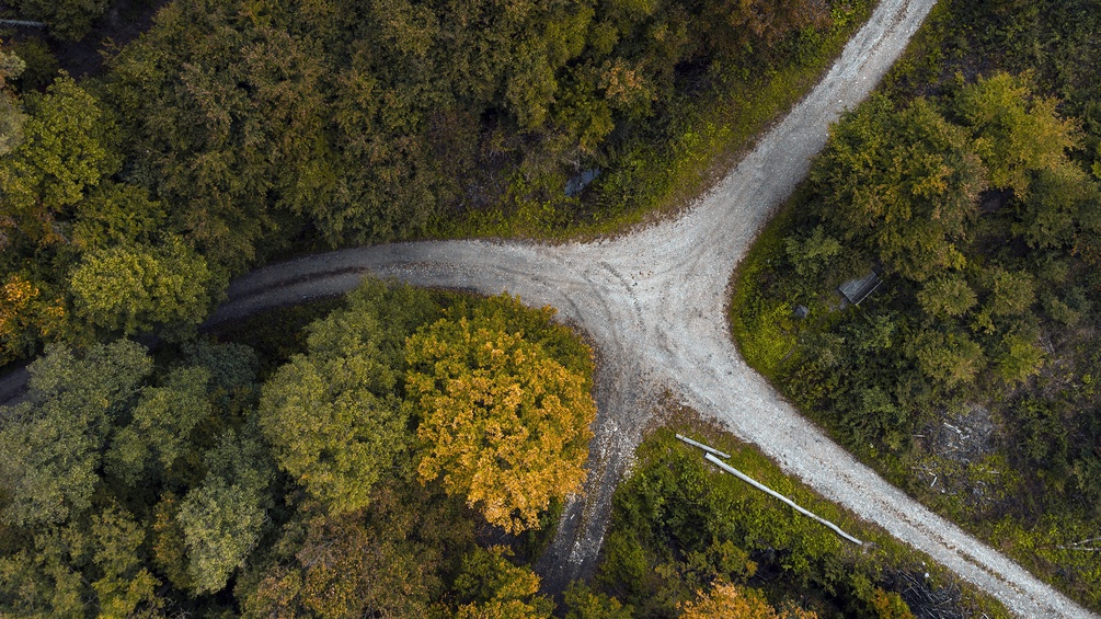 Wegesgabelungen aus der Vogelperspektive
