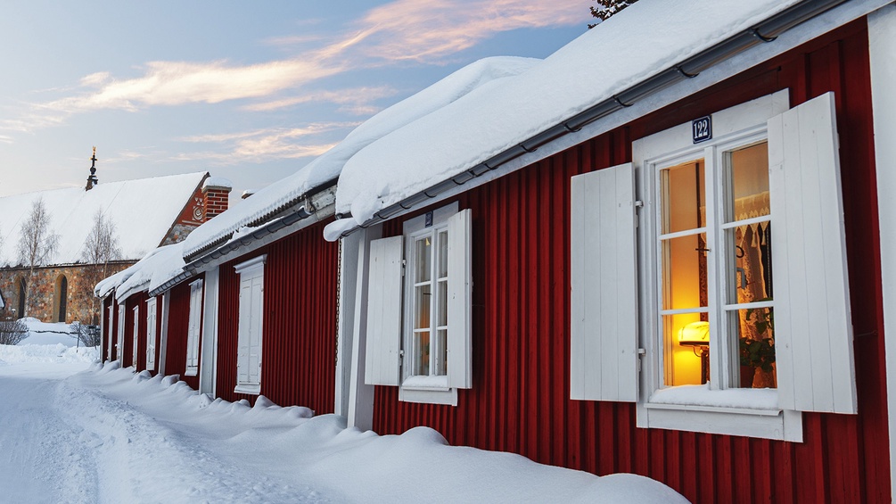 Schwedische Häuserzeile, Lappland