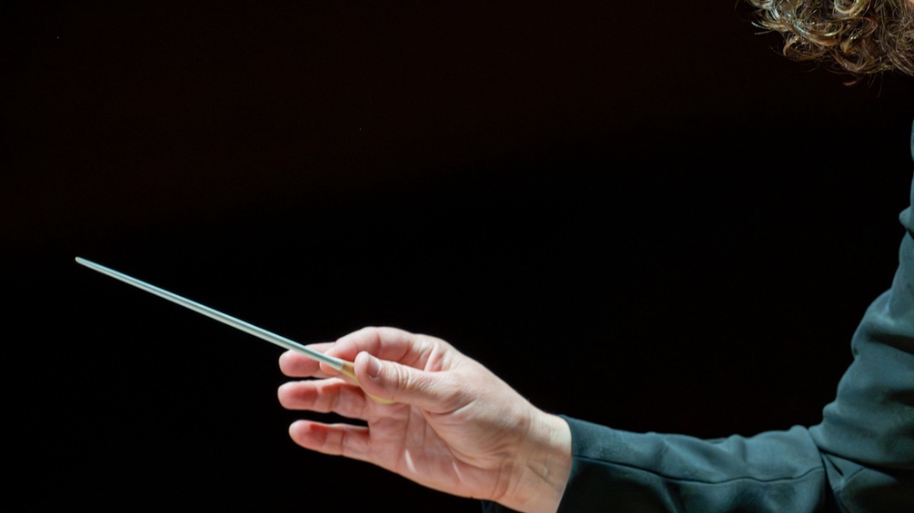 Foto einer Hand einer Dirigentin.