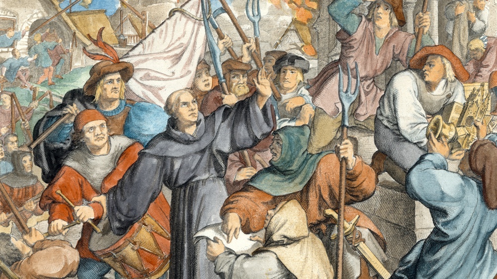 PICTUREDESK.COM/AKG-IMAGES Luther predigt gegen Bauernkrieg, Ausschnitt eines Bildes von Gustav König