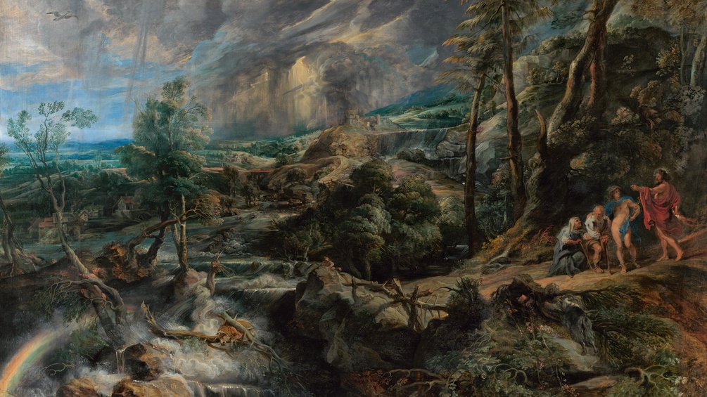 Gewitterlandschaft mit Jupiter, Merkur, Philemon und Baucis von Peter Paul Rubens (Ausschnitt)